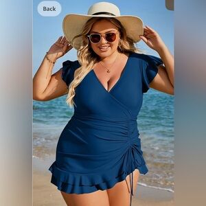 Blooming Jelly Woman’s Tummy Control Plus Size Swim Dress